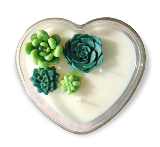 Succulent Heart Candle